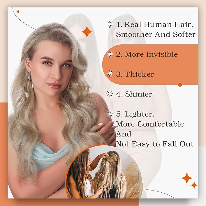 Full Shine Tape in Hair Extensions Seamless Human Hair Invisible Tape in Human Hair Extensions Mixed Color Ash Blonde with Blonde 50 Gram Per Package Double Side Skin Weft 20 Inch 20Pcs Natural