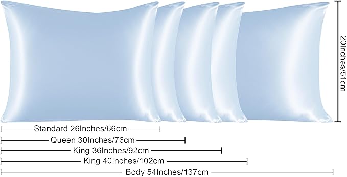 NTBAY 2 Pack Satin Standard Pillowcases for Hair and Skin, Luxurious and Silky Pillow Cases with Envelope Closure, 20x26 Inches, Aqua