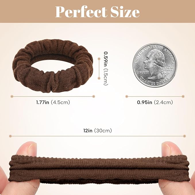 WantGor Hair Ties, Women 10PCS Hair Bands No Damage Elastic Scrunchies Seamless Ponytail Holders Hair Accessories Head Bands for Women's Thick Thin Hair (Brown)