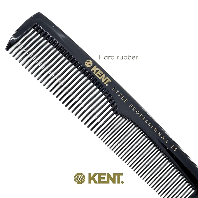 Kent SPC85 5 inch Salon-Style Dressing Cutting Comb with Wide and Fine Teeth Professional Barber Haircut Comb for Styling and Teasing, Hard Rubber, Anti-static, Unbreakable & Heat Resistant