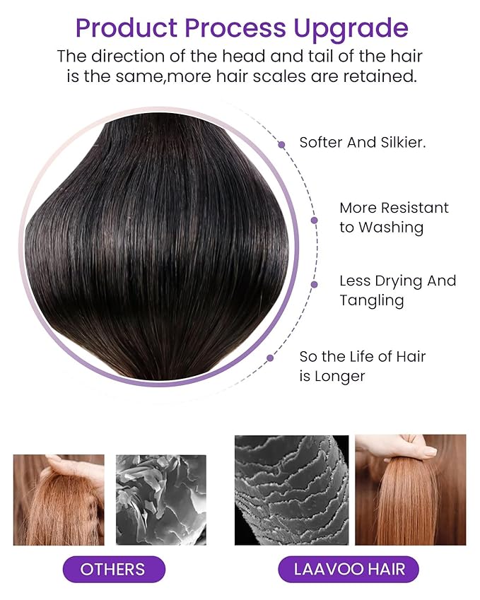 LaaVoo Hair Extensions Tape in Ombre Real Human Hair Tape in Extensions Natural Black to Medium Brown Mixed Caramel Brown 22 Inch 40pcs/100g