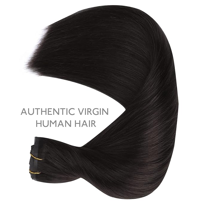 WENNALIFE Lace Seamless Clip in Hair Extensions Human Hair 7pcs Ultra Invisible 50% Thinner Seamless Clip Ins Natural Black Natural Remy Hair 20 inch