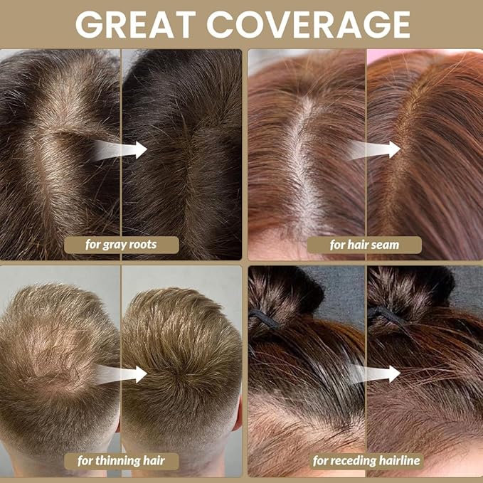 VOLLUCK Root Touch up Powder, Instant Hairline Powder for Thinning Areas and Gray Hair Coverage, Natural and Non-greasy Root Cover up for Women and Men (Hazel Brown, 0.35 Ounce)