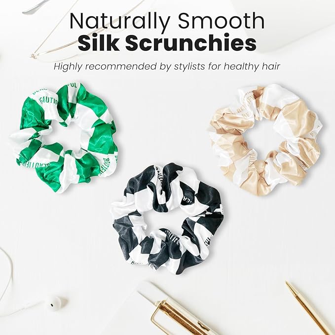 cute checkers design scrunchies for all hair type 10pack elastic hair band great for ponytails XL srcunchies set these soft hair ties is great for every occasion