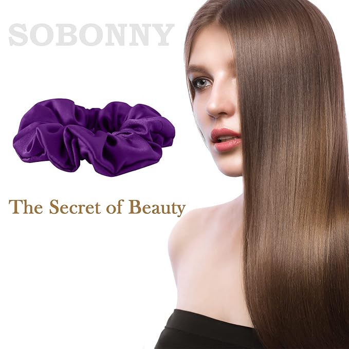 Silk Hair Scrunchie, 100% Mulberry Silk, No Damage for Frizz Prevention, Sleep Scrunchie, Hair Accessories for Women (Violet), 1 Count