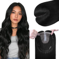 HAIR Toppers for Women Real Human Hair Clip in Silk Base 150 Density 6x7inch 75 grams Jet Black Color 16inch all real huamn hair healthy for Women with Thinning Crown (#1 16inch)