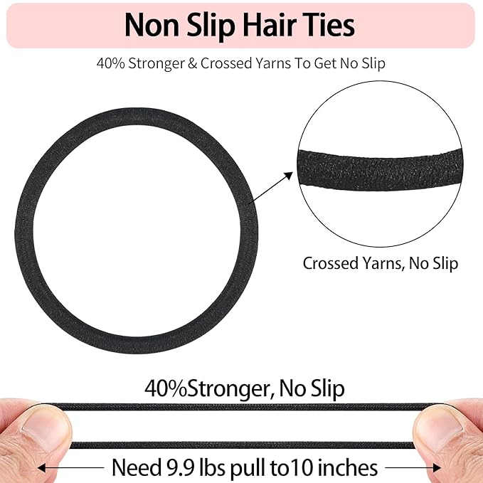 Elastic Hair Ties for Women, Girls & Kids 240 Bulk Pack, 4MM Ponytail Holders for Thick, Medium, Thin, Fine and Short Hair Rubber Bands Colorful Hair Accessories (40 Assorted Colors)