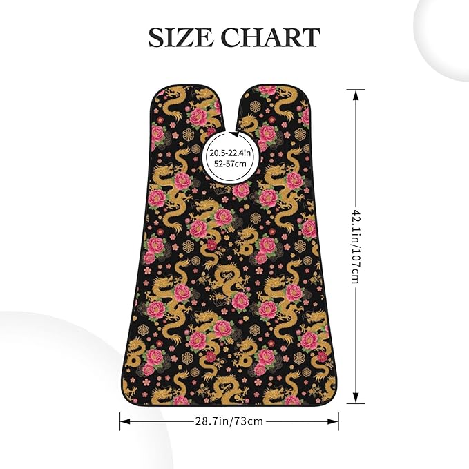 Beard Hair Catcher for Men, Waterproof Shaving Bib Apron Non-Stick, Trimming Tool for Dad Husband, Chinese Peonies Flroal Traditional Dragon Shave Bib