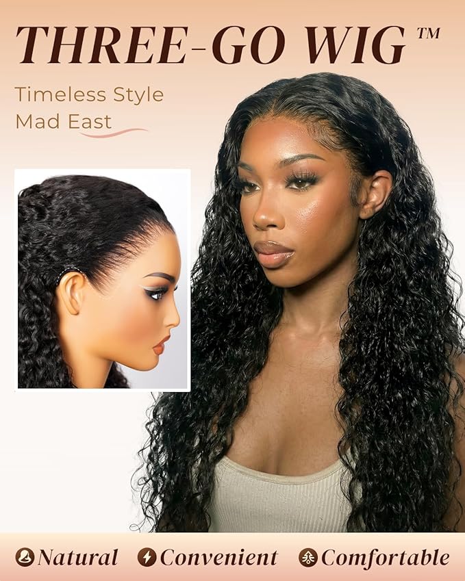 Arabella 13x6 Deep Wave Lace Front Wigs Human Hair 210% Density Glueless Wigs Human Hair 100% Curly Wave Human Hair Wigs 12A Pre Plucked Pre-Bleached Pre-Cut Glueless Wig 22 Inch