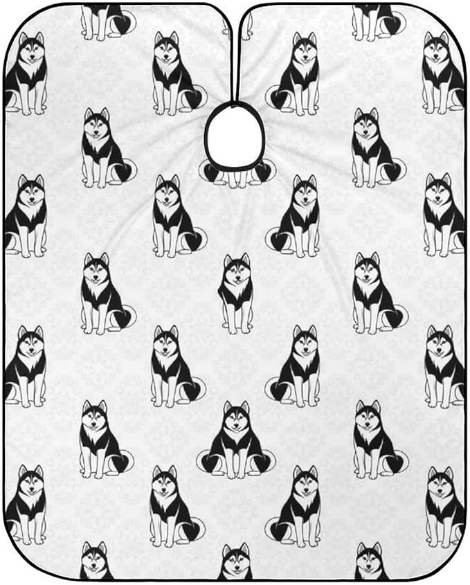 Full Coverage Hair Styling Cape, Siberian Husky Professional Hair Cutting Apron Haircuting Salon Cape Gown for Barbers
