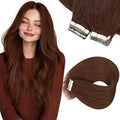 Sunny Hair Tape in Hair Extensions Human Hair, 16inch 40Pcs Auburn Brown Human Hair Tape in Extensions Remy Invisible Tape ins Human Hair Extensions Straight