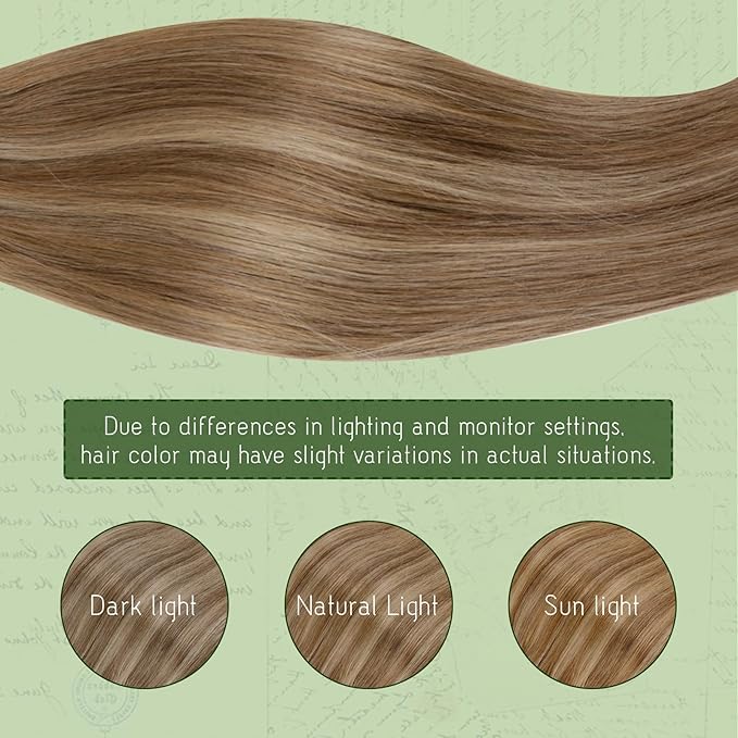 RUNATURE 150g Clip in Hair Extensions Real Human Hair Dark Blonde Clip in Hair Extensions 22 Inch 7pcs Straight Soft Hair Easy to Install in Daily Wearing #10P16 Dark Blonde Highlight Caramel Blonde
