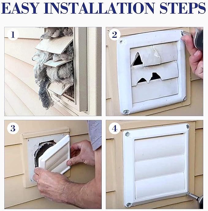 Funmit 6" Louvered Vent Cover 8" x 8" Oversize Outside Dimensions for Exterior Wall Vent Hood Outlet Airflow Vent Dryer Air Vent (White)