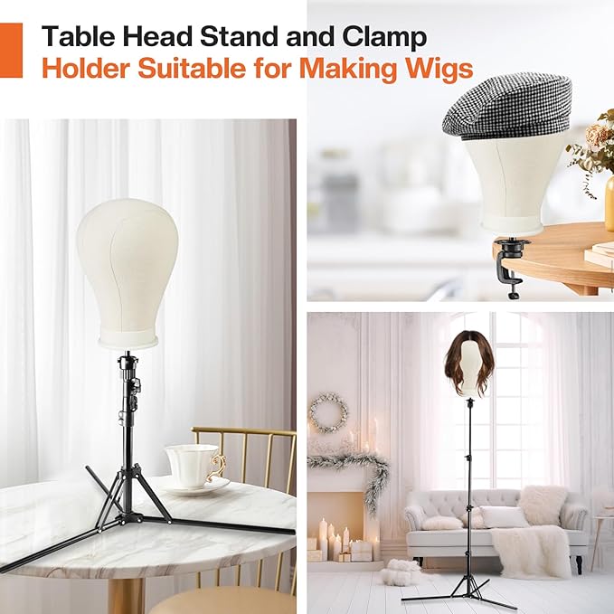 Neverland Beauty & Health 23 Inch Wig Head, Wig Stand Tripod with Head, Wig Head Stand with Mannequin Head for Wigs, Wig Stand with Head, Adjustable Tripod Manikin Head Set for Cosmetology(White)