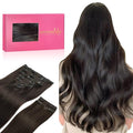 WENNALIFE Clip in Hair Extensions, 150g 24 Inch 9pcs Dark Brown Human Hair Extensions Thicker Clip in Hair Extensions Real Human Hair Clip Set Double Weft