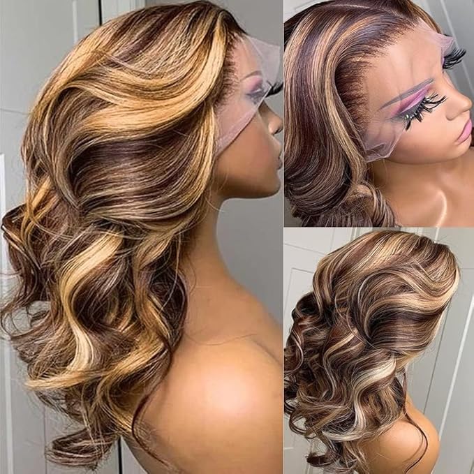 AMIRTY 360 Lace Front Wigs Human Hair Pre Plucked Honey Blonde Body Wave Lace Front Wigs with Baby Hair Full 360 Glueless HD Transparent Lace Front Wigs for women 22 inch