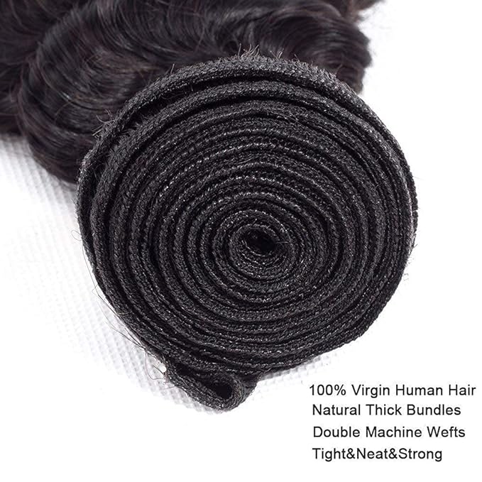 Human Hair Bundles Color 1B Deep Wave Bundles 26 Inch Double Weft Natural Black Deep Wave Bundle Hair Weave Niegmeag Brazilian Virgin Soft and Silky Remy Hair Extensions 100g