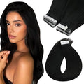 Sunny Hair Tape in Hair Extensions Human Hair 20inch Hair Extensions Real Human Hair Tape in Extensions for Women Solid Black Virgin Hair Natural Straight Skin Weft Double Sided Tapes 20Pcs 50g