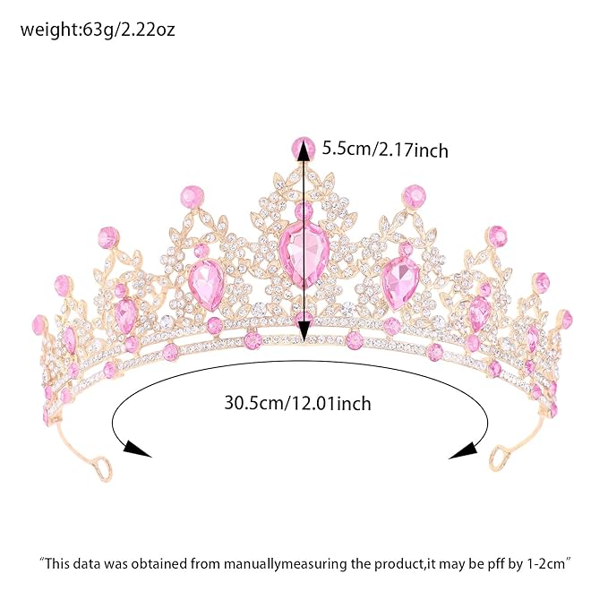 Princess Tiara and Crown for Women Wedding Tiaras for Bridal girls Tiaras and Crystal Crowns Rhinestone Headband Metal Hair Accessories for Costume Birthday Party Prom Gifts
