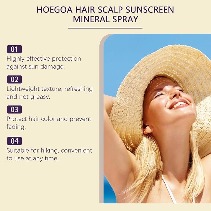 Hair and Scalp Sunscreen Spray SPF 30, Prevents Hair Fading Dryness & Scalp Sunburn for All Skin Type and UV Defense.(1 Pcs)