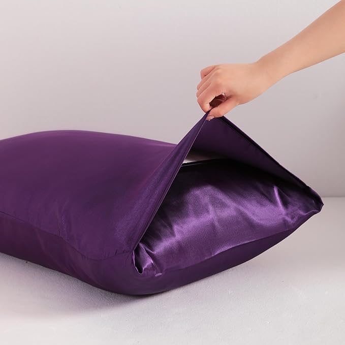 NTBAY Satin Body Pillowcase for Hair and Skin, Luxurious and Silky Pillow case with Envelope Closure, 20x54 Inches, Eggplant Purple
