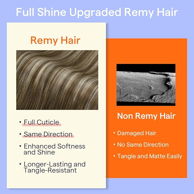 Full Shine Clip in Hair Extensions Ombre 20 Inch Chestnut Brown to Platinum Blonde Real Human Hair Extensions Clip ins Double Weft Clip in Extensions Remy Hair 7 Pcs 120 G