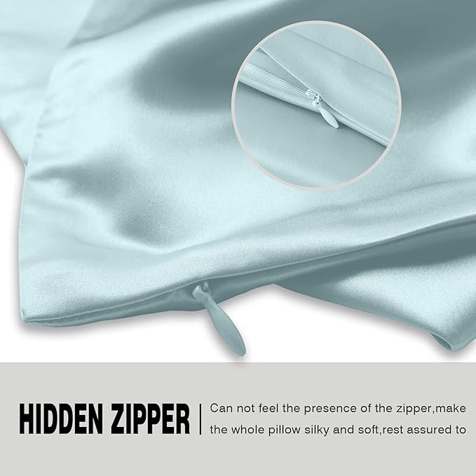 Silk Pillowcase for Hair and Skin, Soft, Breathable and Sliky Pillow Case, Both Sides Natural Mulberry Silk Pillowcases with Hidden Zipper (Standard Size 20"X 26")