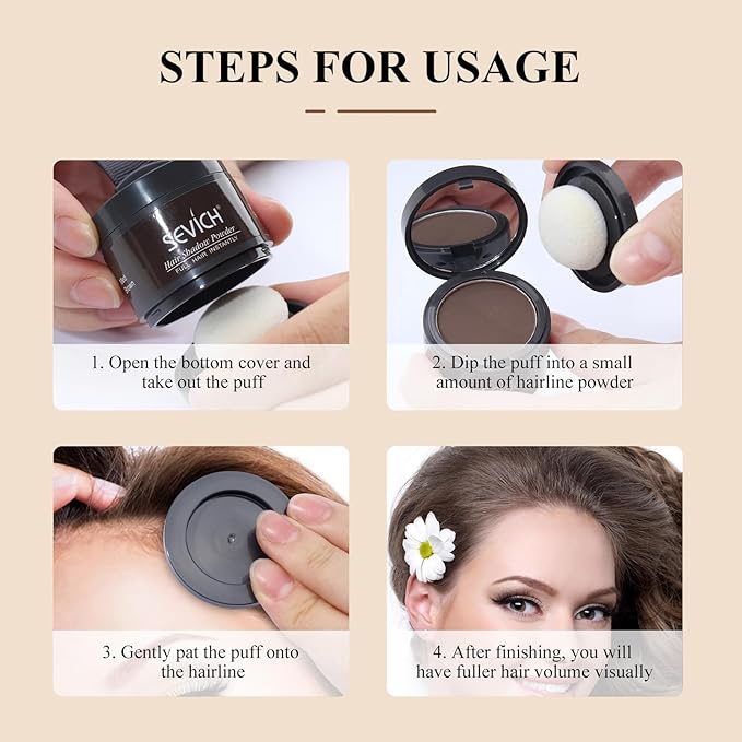 Sevich Hairline Powder: Instantly Conceals Hair Loss and Gray Roots, Grey Windproof & Sweatproof Hair Toppers for Women & Men