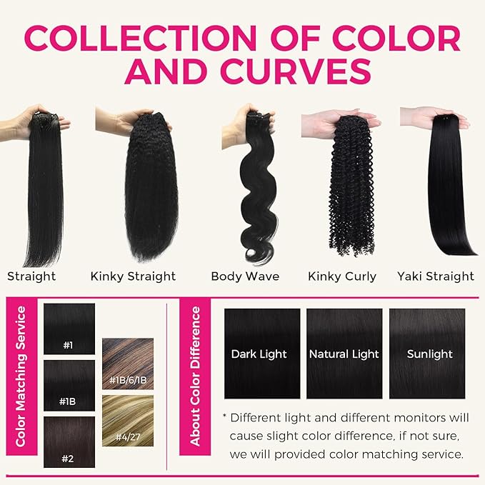 Lashey Hair Extensions Real Human Hair Light Yaki Straight 7pcs 120g Clip in Hair Extensions for Women 22 Inch Long 100% Remy Human Hair