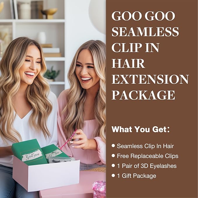 GOO GOO Clip in Hair Extensions Real Human Hair, Remy Human Hair Extensions Clip ins for Women, Natural Human Hair, 24inch 160g 7Pcs, 1C Mocha Brown