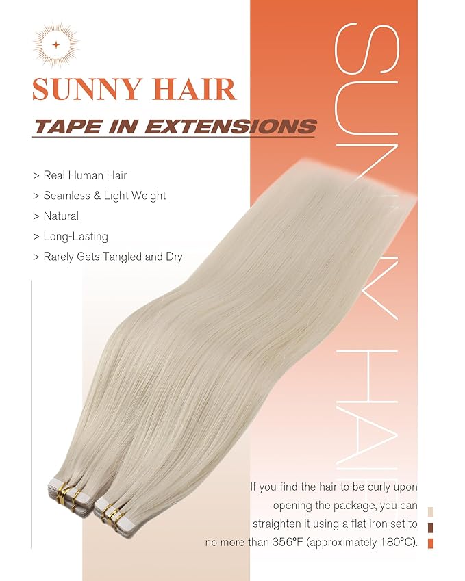 Sunny Hair Blonde Tape in Hair Extensions Human Hair, 16 inch Tape in Extensions Remy Tape ins Human Hair Extensions for Women 50g 20Pcs