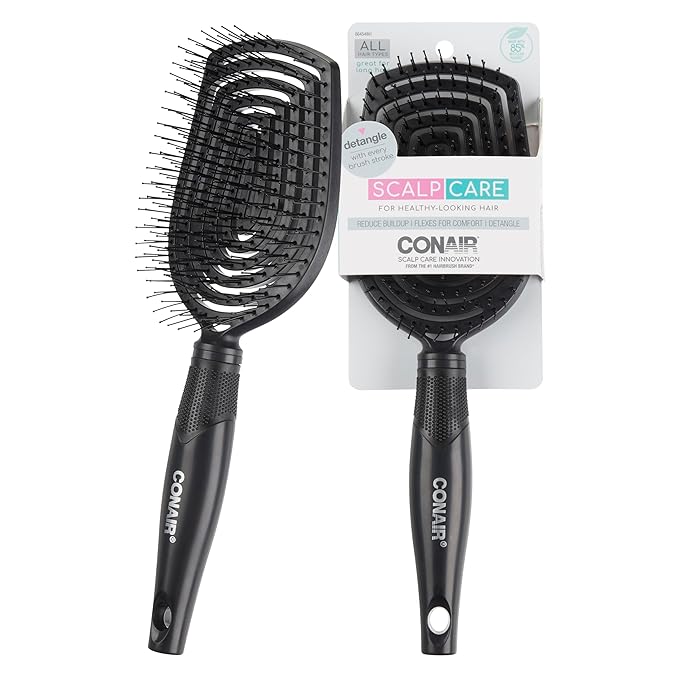 Conair Scalp Care Detangling hairbrush - Curly Hair Brush - Scalp Massager - hairbrushes for women & men - detangler for all lengths and types - can use wet or dry - Black Onyx