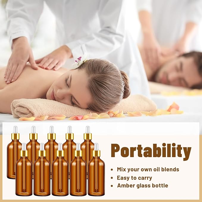 Tessco for you 20 Pack 3.4 oz Glass Dropper Bottles with Glass Eye Droppers for Essential Oils, Empty Oil Bottles with Funnel, Labels and Pipette for Hair Oils Perfume Cosmetic Travel(Dark Brown)