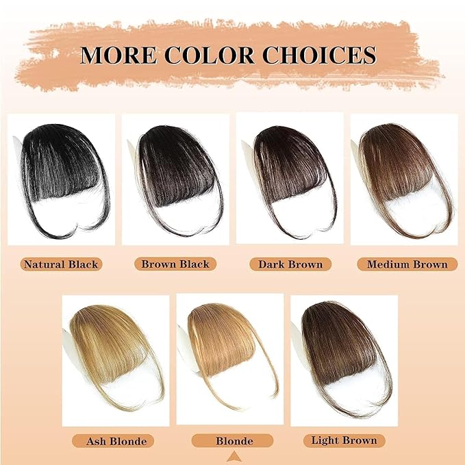 NAYOO Wispy Bangs Hair Clip - Blonde 100% Real Human Hair Clip in Bangs for Women Fringe with Temples Hairpieces for Daily Wear (Blonde, Wispy Bangs)