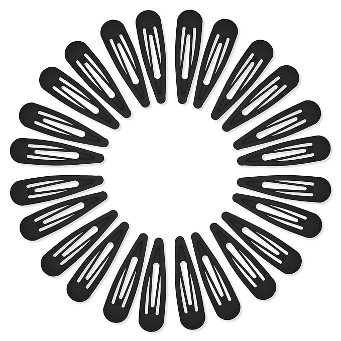 24 PCS 2.36 In Metal Snap Hair Barrettes For Women Water Drop Shape Hair Clips For Thick Thin Fine Hair,Matte Black
