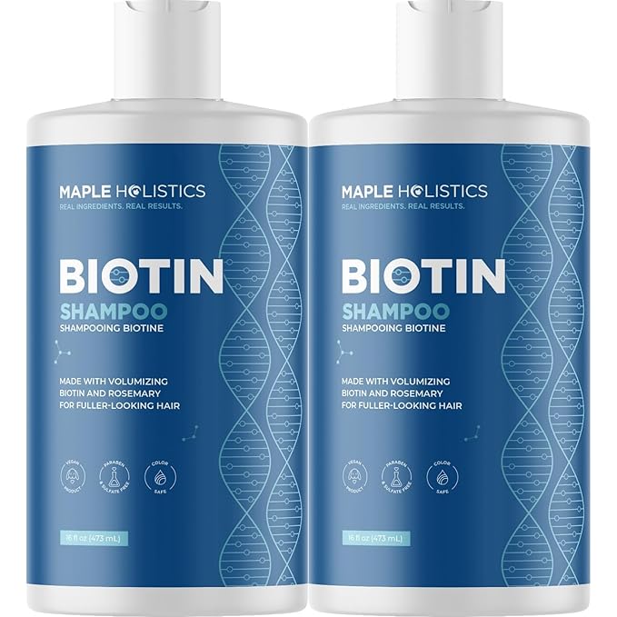 Rosemary and Biotin Shampoo for Thinning Hair - Vegan Volumizing Shampoo for Fine Hair with B Vitamins Argan Oil & Tea Tree Essential Oil - Paraben Silicone and Sulfate Free Vegan Formula (2 Pack)