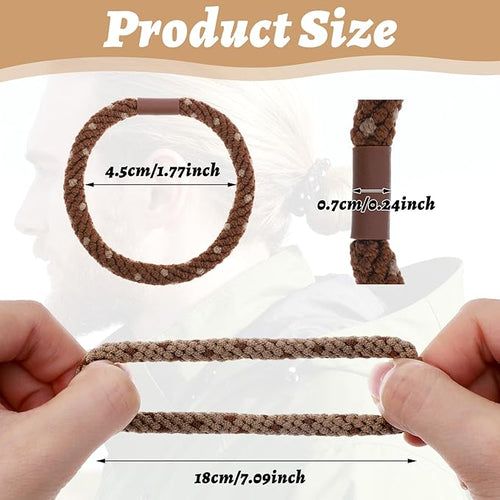 12PCS Braided Hair Ties for Men, No Crease No Slip Grip Elastic Bands, Strong Hold Ponytail & Beard Bands for Thick Curly Hair, Damage-Free Design for Sports, Workout, Daily Use