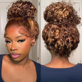Hidden Strap 360 Deep Wave Lace Front Wigs Human Hair 220% Density Honey Blonde Curly Human Hair wig Ombre Water Wave 4/27 Highlight Lace Front Wigs Pre Plucked Wet And Wavy Wig for Women 24 Inch