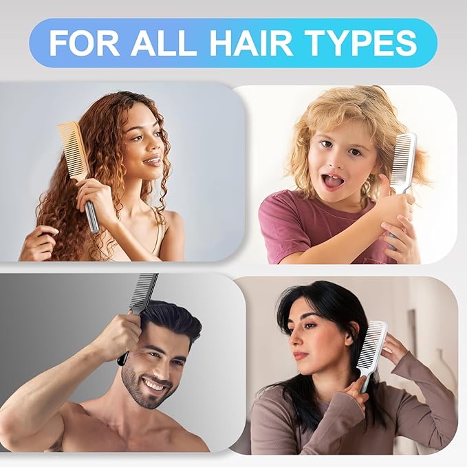 Hair Comb for Women and Men, Durable Detangling Hair Comb with Handle, Large Detangler Comb for Thin Straight Short Hair(White)