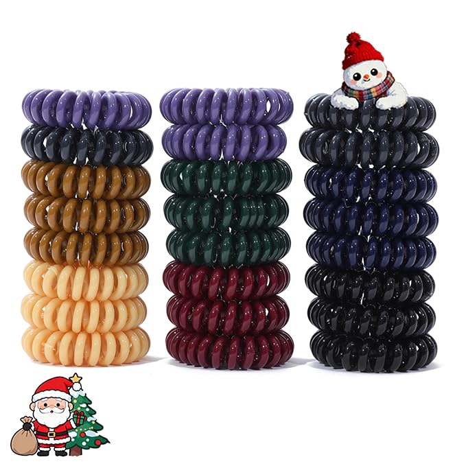 Spiral Hair Ties,24 Pcs Hair Scrunchies for Women's Hair Elegant Hair Bands Hair Elastics No Damage Comfortable Non-Slip Hair Coils Accessories for Girls Kids and All Occasions