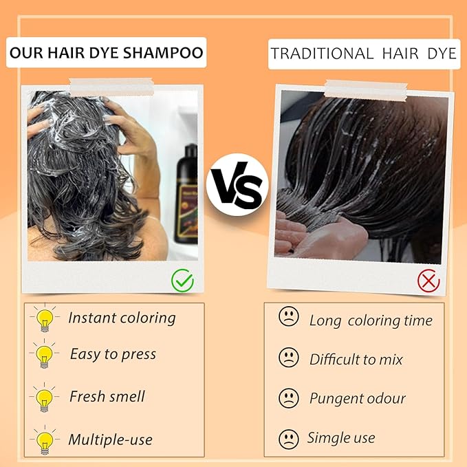 Hair Dye Shampoo Dark Brown, Long-Lasting Gray Hair Coverage, 3 in 1 Hair Color Shampoo with Herbal Ingredients, Easy Application Shampoo Para Canas for Women Men 16.9 Fl Oz