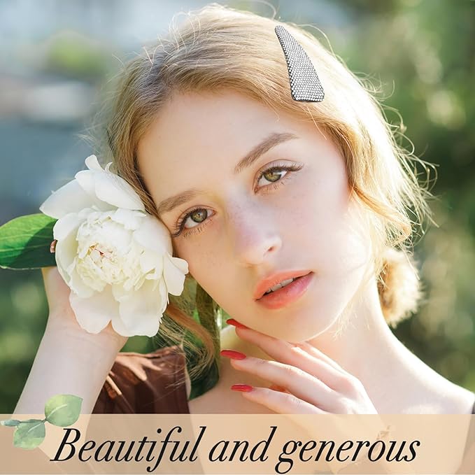 2PCS Rhinestone Hair Clips,Snap Hair Accessories,Decorative Hair Clips,Rhinestone Barrettes For Women Girls(SET17)