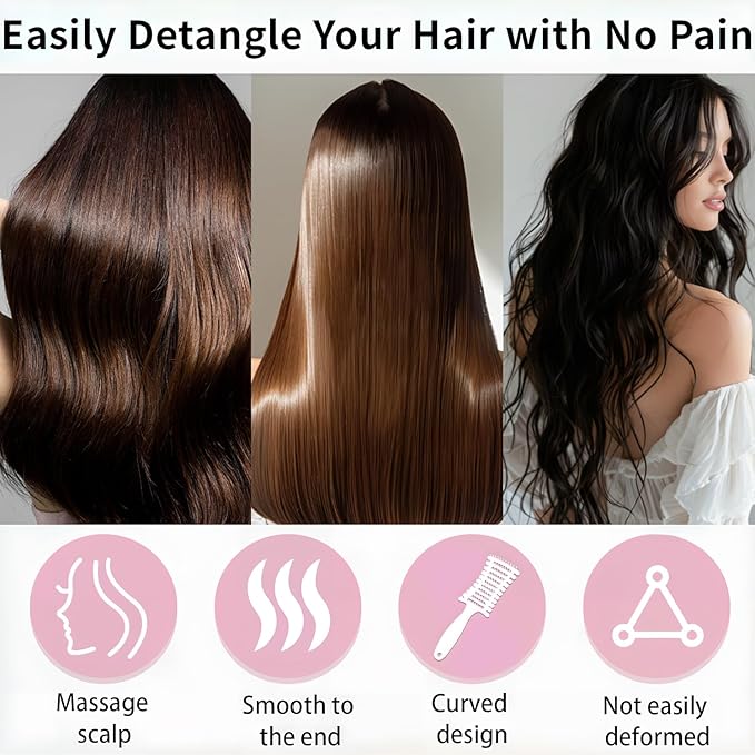 Hair Brushes for Women,Detangling Brush for Natural,Curly,Straight,Wet and Dry Hair,Anti-Static Bristles(Purple)