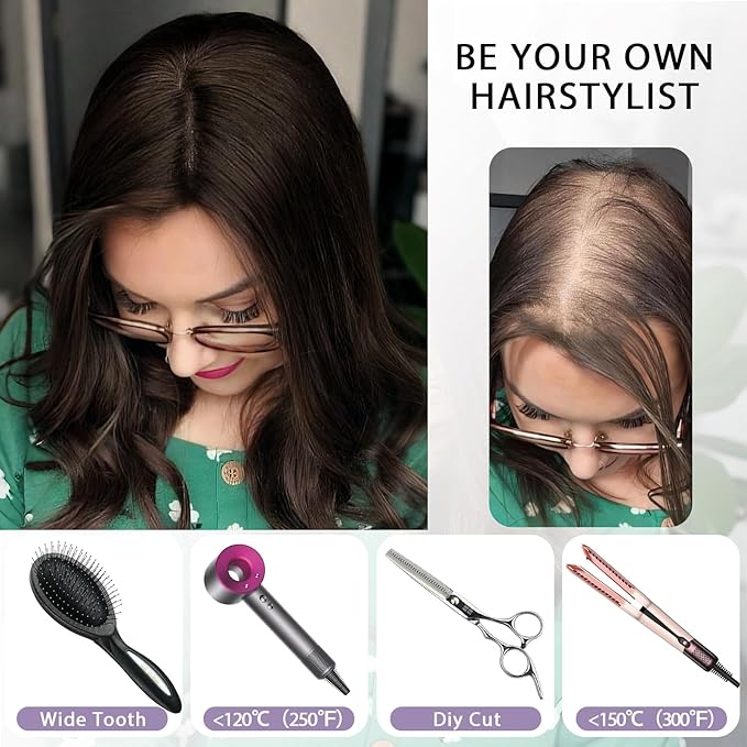 12 Inch Length Hair Toppers for Women with Thinning Hair, 3x5 Inch Injected Silk Base 130% Density Hairpieces #613 Bleach Blonde