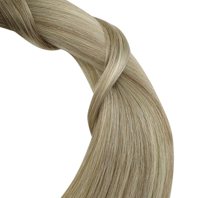 YoungSee Nano Bead Hair Extensions Human Hair Ombre Blonde Nano Ring Hair Extensions Balayage Ash Blonde Ombre Platinum Blond Nano-Link Balayage Human Hair Extension 24Inch 50G 50S for Wedding