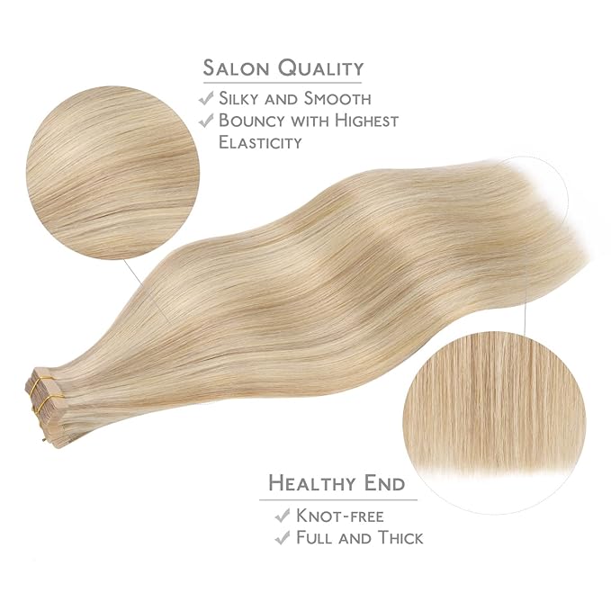 WENNALIFE Tape in Hair Extensions Human Hair, 20pcs 30g 10 inch Dirty Blonde Highlighted Bleach Blonde Remy Hair Extensions Straight Human Hair Tape in Extensions Skin Weft Extensions Hair