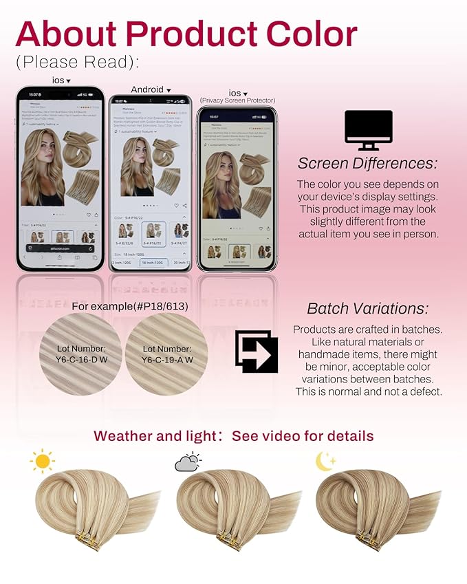 Moresoo Seamless Hair Extensions Clip in Human Hair Dark Ash Blonde with Golden Blonde Remy Clip in Hair Extensions Blonde Highlight 7pcs/120g 20inch