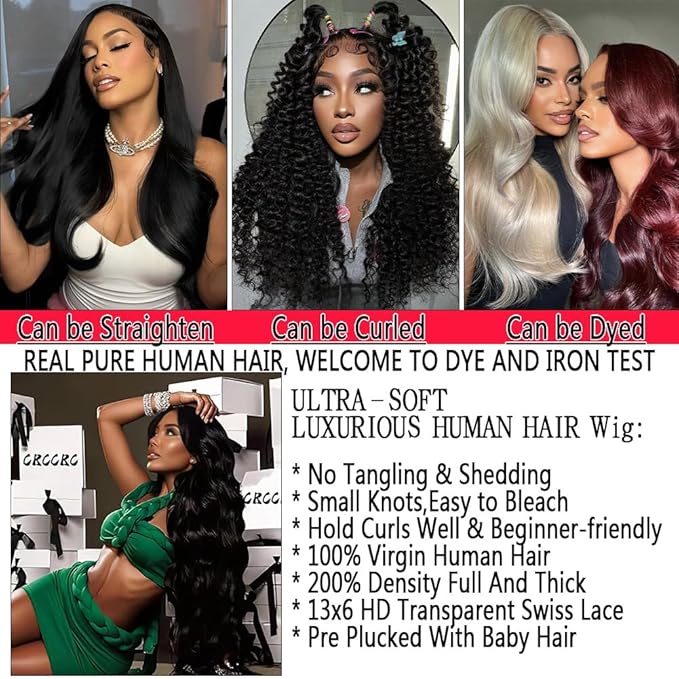 28 Inch Body Wave Lace Front Wigs Human Hair 13X6 HD Lace Front Wigs Human Hair 200% Density Glueless Wig Pre Plucked Lace Front Wigs for Women Natural Color
