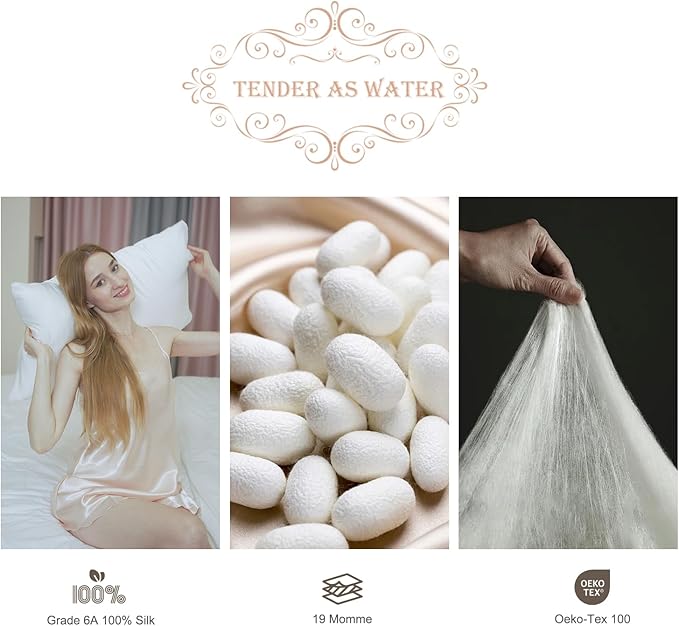 100% Mulberry Silk Pillowcase 2 Pack,King Size Silk Pillow Cases for Hair and Skin,Silky Smooth Bed Pillow Cover with Hidden Zipper,Natural Silk Pillow Case Set of 2 (Gray, King 20X36)