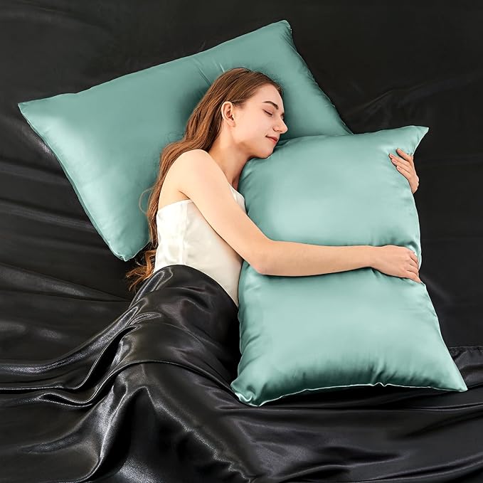 INFIIXSO Mulberry Silk Pillowcase for Hair and Skin, Silk Pillow Cases King Size with Hidden Zipper 20"x40", Extraordinary Smooth and Soft Cooling Pillow Cases for Hot Sleepers(ICY Morn, 1 Pack)